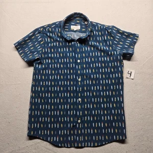 Cotton & Co. Surf Board Blue Button Up Shirt Short Sleeve Youth Boys Size 14 - Picture 1 of 6