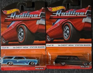 Hot Wheels Redline 64 Chevy Nova Station Wagon y 66 GTO coche en paquete ERROR - Imagen 1 de 8
