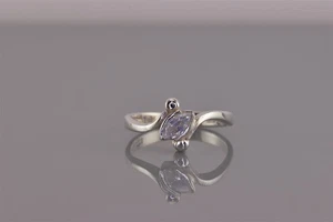 Sterling Silver Marquise Cubic Zirconia Beaded Tip Bypass Band Ring 925 Sz: 8 - Picture 1 of 8