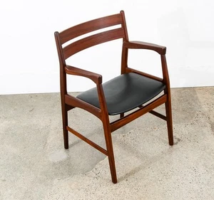 Mid Century Danish Modern Armchair Chair Dining Teak Ladder Back Black Boltinge - Picture 1 of 12