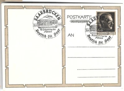 Segunda Guerra Mundial Segunda Guerra Mundial Tercer Reich alemán postal usada Saarbruecken 1939 Foto 1 de 2