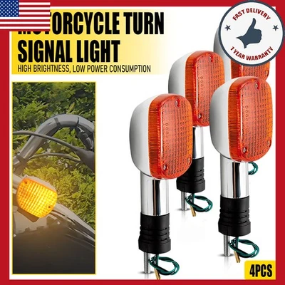 4x Luces Indicadoras LED Ámbar Cromo Trasero Giro Delantero Moto Señal Intermitente Foto 1 de 4