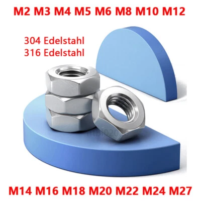 Sechskantmutter DIN 439 Niedrige Sechskant Flachmutter Edelstahl A2 V2A / A4 V4A - Bild 1 von 4