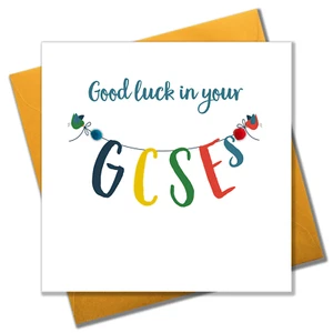 GCSE Exam Good Luck Card, Banner, Embellished with pompoms - Picture 1 of 3