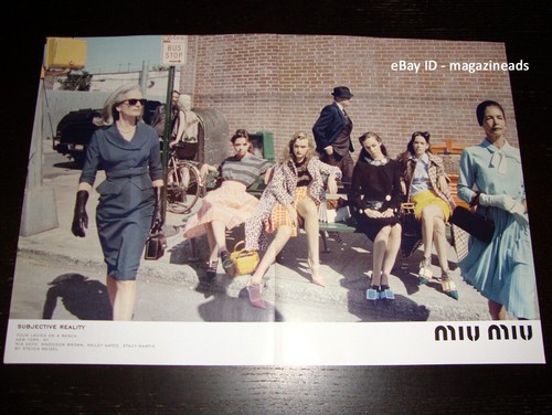 STAMPA MIU MIU 2 PAGINE ANNUNCIO 2015 MIA GOTH Maddison Marrone STACY MARTIN Hailey Gates