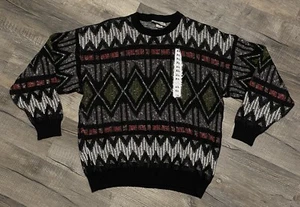 New VTG 90s Stilnuovo Knit Sweater Mens XL Geometric Pullover Made In Italy - Picture 1 of 8