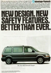 Vintage Print Ad 1991 Plymouth Voyager Minivan Design Safety Features Chrysler - Picture 1 of 2