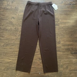 Exclusively Misook Pants Knit Trousers Brown Acrylic Petite M Women’s F4-024 - Picture 1 of 11