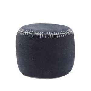 LR Home Ottoman Pouf 18" x 14" x 18" Cotton Dark Blue w/ 300lb Weight Capacity - Picture 1 of 5