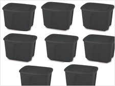 8 Plastic Tote Box 18 Gallon Stackable Utilization Storage Bin Container Lid NEW