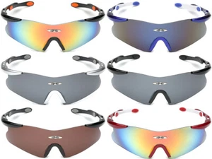 Oversized Sport Baseball Cycling Ski Surf Biker Glasses Men's Shield Sunglasses - Picture 1 of 10