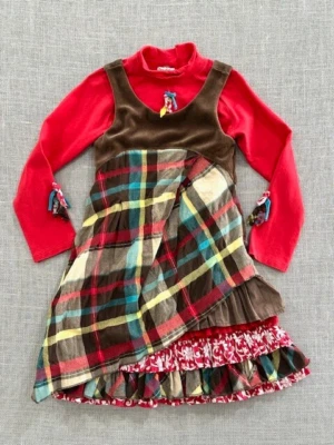 Blusa e camisola/vestido Eliane et Lena HOLIDAY vermelha para meninas tamanho 5A ou 5 - Imagem 1 de 4