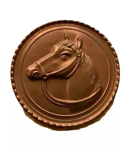 Placa de pared cabeza de caballo de cobre en relieve vintage - Imagen 1 de 4