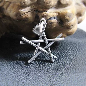 Solid 925 Sterling Silver Twigs & Branches Pentagram Pendant Wicca Pagan Charm - Picture 1 of 9