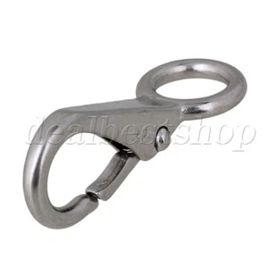 0# Stainless Steel Fixed Round Eye Boat Snap Hook Marine Accessory Silver - Picture 1 of 8