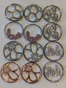 Origami Owl LARGE SILVER Rose Gold HEART Crystal WINDOW PLATE Living Locket Lot - Picture 1 of 5