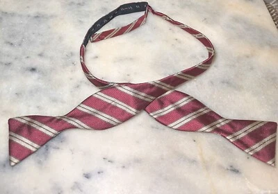 Vintage The Original Adjustolox Tie Grapefruit Pink Striped Self Tie Bow Tie - Image 1 of 4