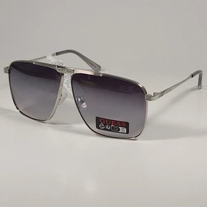 Guess GO00052 10C Navigator Sunglasses Silver Frame Gray Gradient Lens 64mm - Picture 1 of 8