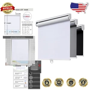 Cordless Blackout Roller Shades with UV Protection for 68" W x 72" H Windows - Picture 1 of 9