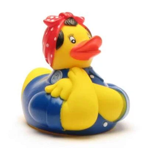 Badeente Yarto - Rosie the Riveter Quietscheente Quietscheentchen Plastikente - Picture 1 of 4