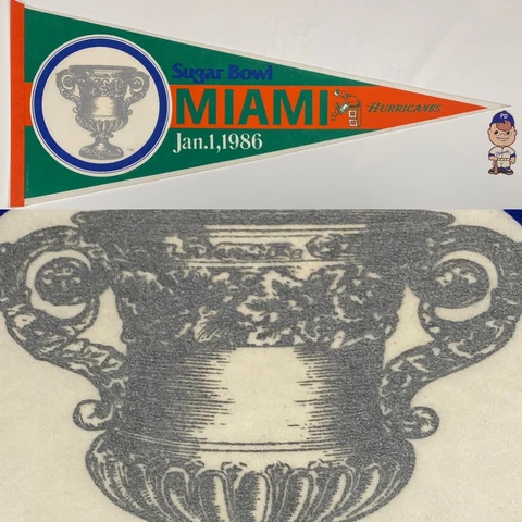 1986 Miami Hurricanes Florida Football University Pennant 12x30 Sugar Bowl Cover
