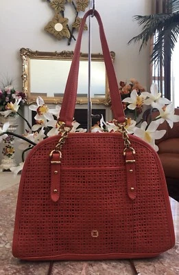 NUEVO MONET NARANJA CUERO PERFORADO BOLSO BANDOLERA DORADO  Foto 1 de 4