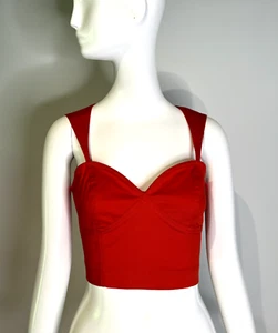 NWOT Claude Montana BLU Cropped Corset Style Top Size 42 Italy Y2K 1990s Vintage - Picture 1 of 14