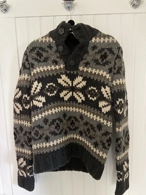 NUEVO CON ETIQUETAS Suéter Ezra Fitch Abercrombie Gris Lana Cachemira Tejido a Mano Grande Foto 1 de 4