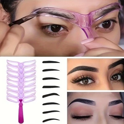 8pc Eyebrow Stencil Kit with Handle Precision Eyebrow Shaping and Grooming Tool - Image 1 of 4