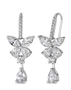Anna Zuckerman Luxury Lab CZ Diamond  Crystalline Earrings Platinum 925S New - Picture 1 of 4