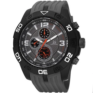 New Men's Joshua & Sons JS92GY Quartz Chronograph Tachymeter Grey Silicone Watch - Picture 1 of 4