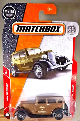 2017 Matchbox 55/125 MBX Rescue 5/30 '33 PLYMOUTH PC SEDAN Brown w/Ringed DiscSp - Image 1 of 4
