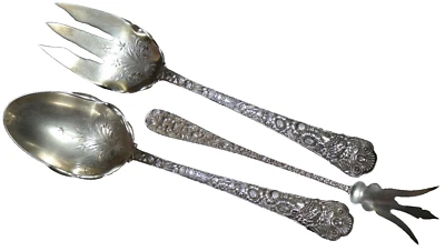 Gorham Sterling Silver Cluny Serving Set & Sterling Stieff Fork Baltimore Rose - Image 1 of 4