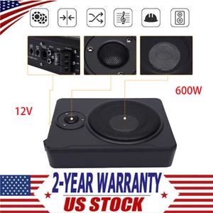 Subwoofer delgado debajo del asiento 600 W alimentado para automóvil camión sub con kit de amplificador altavoz 8 " - Imagen 1 de 15