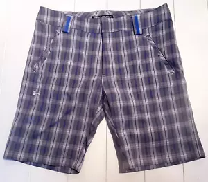 Under Armour Performance Shorts Womens 12 Grey Blue Plaid All Season Gear - Picture 1 of 6