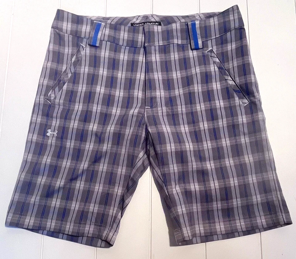 Pantalones cortos Under Armour Performance para mujer 12 gris azul a cuadros equipo para todas las estaciones Foto 1 de 4