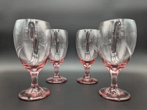 Set Of 4 Vintage Libbey Pink Rose Premier Stemmed Champagne Glass Goblets 12 Oz. - Picture 1 of 7