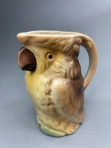 Vintage Czechoslovakia Czech Art Pottery Parrot Pitcher Creamer 4.5"  1930s - Picture 1 of 7