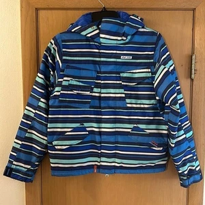 Foursquare Snowboard Capispalla Uomo Giacca Invernale a Righe Blu Taglia S - Foto 1 di 16