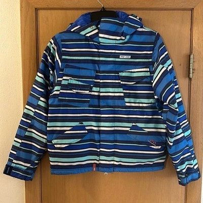 Foursquare Snowboard Ropa Exterior Hombre Chaqueta de Invierno a Rayas Azul Talla Pequeña Foto 1 de 4