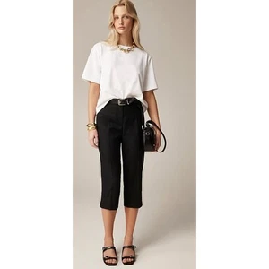 NWT Women's J.Crew Kate Capri Pant in Stretch Linen Blend in Black size 4T - Picture 1 of 5