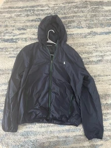 Men's Polo Ralph Lauren Navy Blue Hooded Waterproof rain Jacket  - Picture 1 of 2