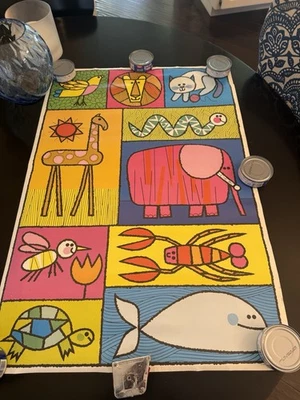 Póster de colección de animales de circo arte pop hippy de los años 70 (HSE-17) zoológico astrología de mediados de siglo Foto 1 de 4