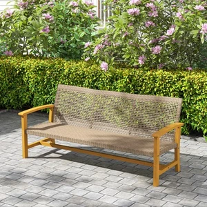 3 Seat Wicker Patio Couch Outdoor Sofa Garden Furniture Comfortable Seating - Picture 1 of 7