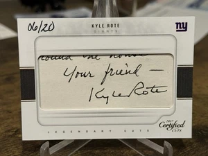 2017 Panini Certified Cuts Morris Kyle Rote Cut Auto /20 Giants LC-KR - Picture 1 of 2