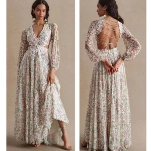 Abito da ballo Mac Duggal floreale con paillettes e ritagli A93746 formale 14 UB - Foto 1 di 9