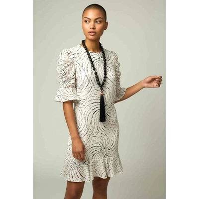 Vintage 80s Liz Roberts Black & White Dress w/Ruched Sleeves & Ruffle Hem Sz 7/8 - Image 1 of 4