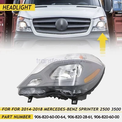 Halogen Headlight For 2014-2018 Mercedes-Benz Sprinter 2500 3500 Driver Side - Image 1 of 4