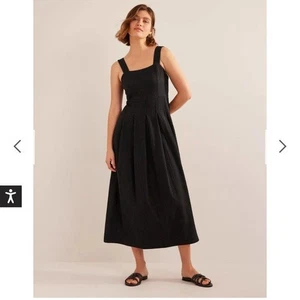 Schwarzes Midi-Seersuckerkleid Größe 12R Boden - Bild 1 von 6