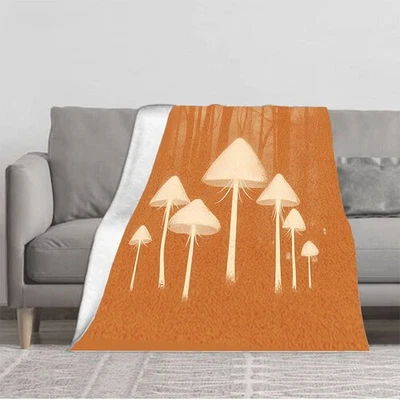 Cozy Flannel Blanket with Mystical Mushroom Design - Soft Warm Perfect - Image 1 of 4